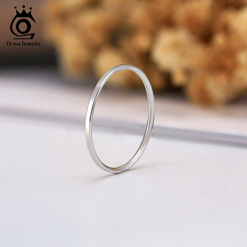ORSA JEWELS 925 Sterling Silver 1mm 2mm 3mm Rings Simple Smooth Surface Daily Ring for Women Men Engrave Gift 5-9 Size OAPR33 250213