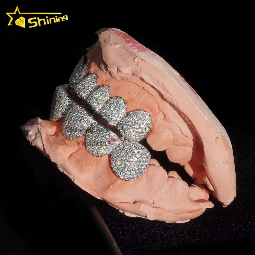 Custom Fashion Hip Hop Jewelry Sterg Sier Iced Out VVS Dia Round Cut Moissanite Teeth Grillz for Mens