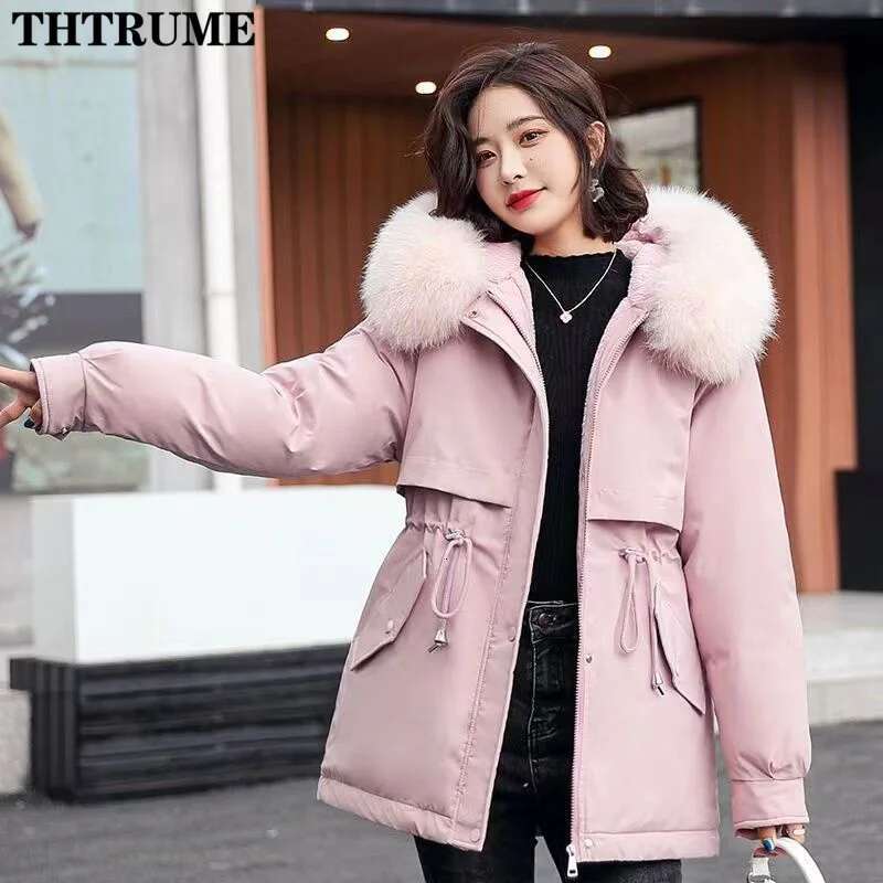 Autumn Winter Thick Er Hooded Parka Jackets Fashion Women Long Sleeve Fur Collar Wool Zipper Coats Tops Casual New Parkas