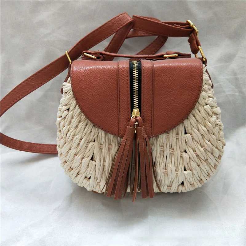 Small Fresh Crossbody Straw Bag Beach Vacation Leisure Shoulder Womens Bag Woven Bag Z250219