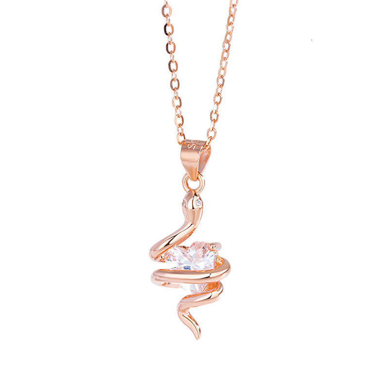 S925 pure silver heart-shaped zircon small snake necklace for women snake year zodiac pendant collarbone chain gift 250220