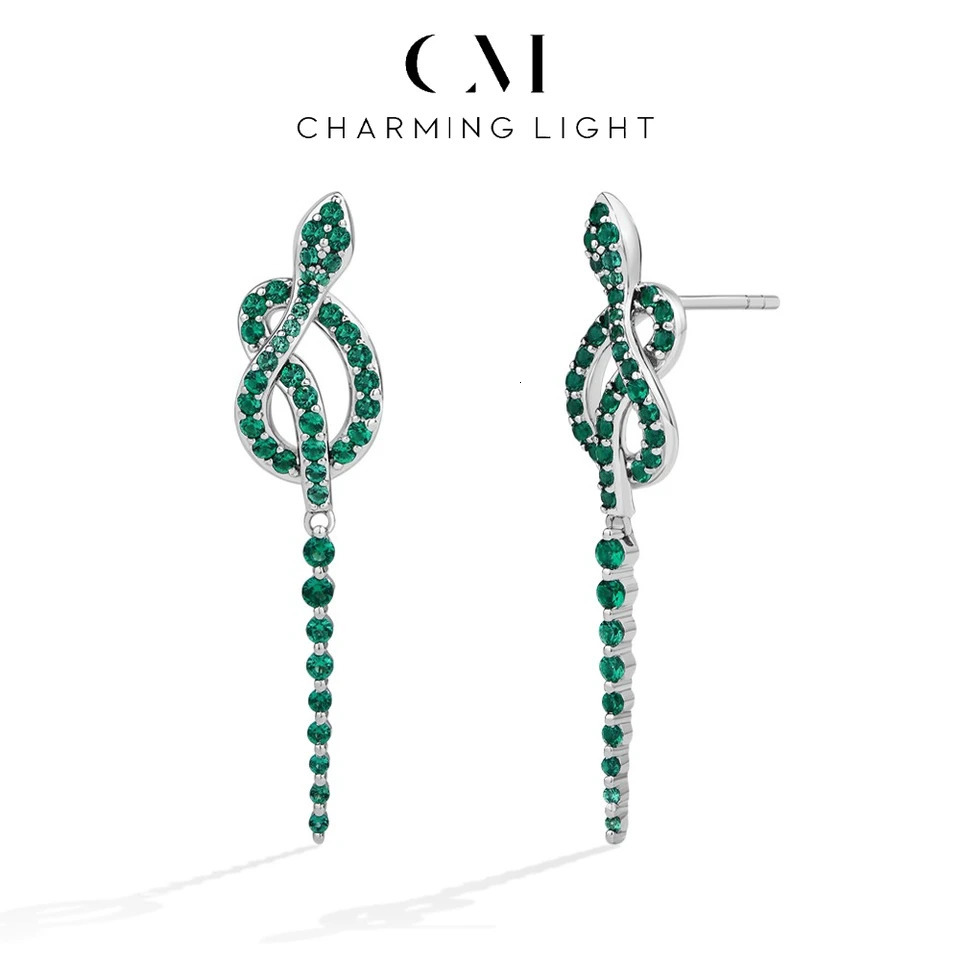 CHARMING Creative Snake Stud Earrings Retro Green Nano Earring for Women S925 Silver Sterling Hiphop Party Fine Jewelry 250220