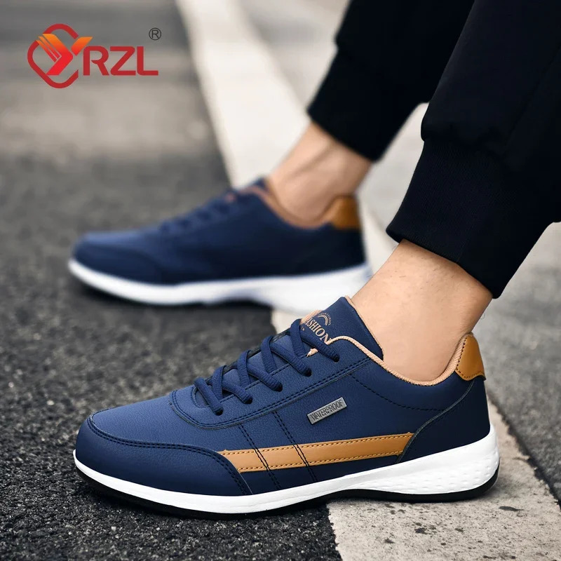 YRZL Men Shoes Spring Autumn Waterproof Walking Sneakers Leisure Male Leather Sports NonSlip Footwear Tennis for 250219
