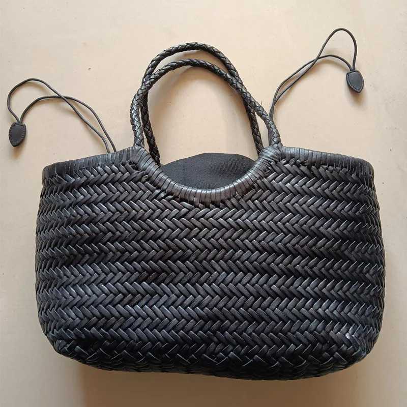 Handbags Womens Genuine Leather Shoulder Bag Luxury Woven Casual Shopping Bag Vintage Basket Tote Large Cowhide Hand Bags Lady Z250219