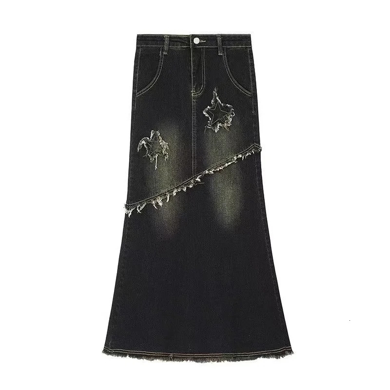Y2K Fishtail High Street Cowboy Long Leather Womens American Retro Girl Fashion Korean Edition Loose Primitive Edge Wide Leg Skiing 250220