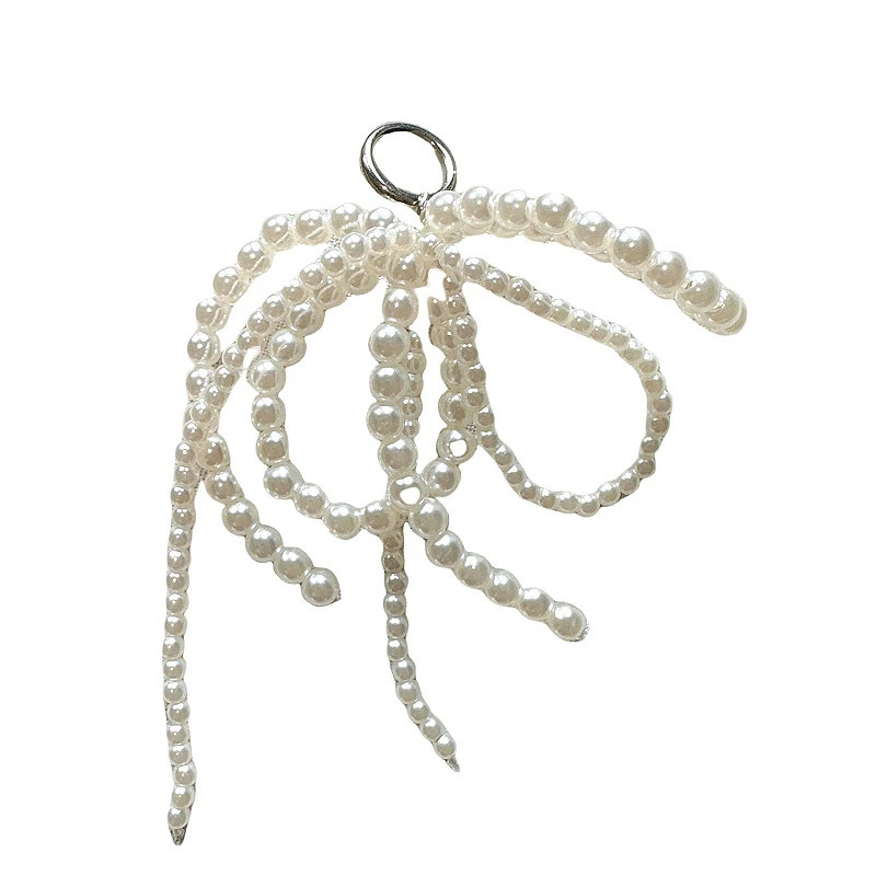 1PCS Double Layered Pearl Bead Bowknot Charm Shoe Buckle Handmade Shoes Clip Decoration Bag Pendant Bow Key Chain Accessories 250219