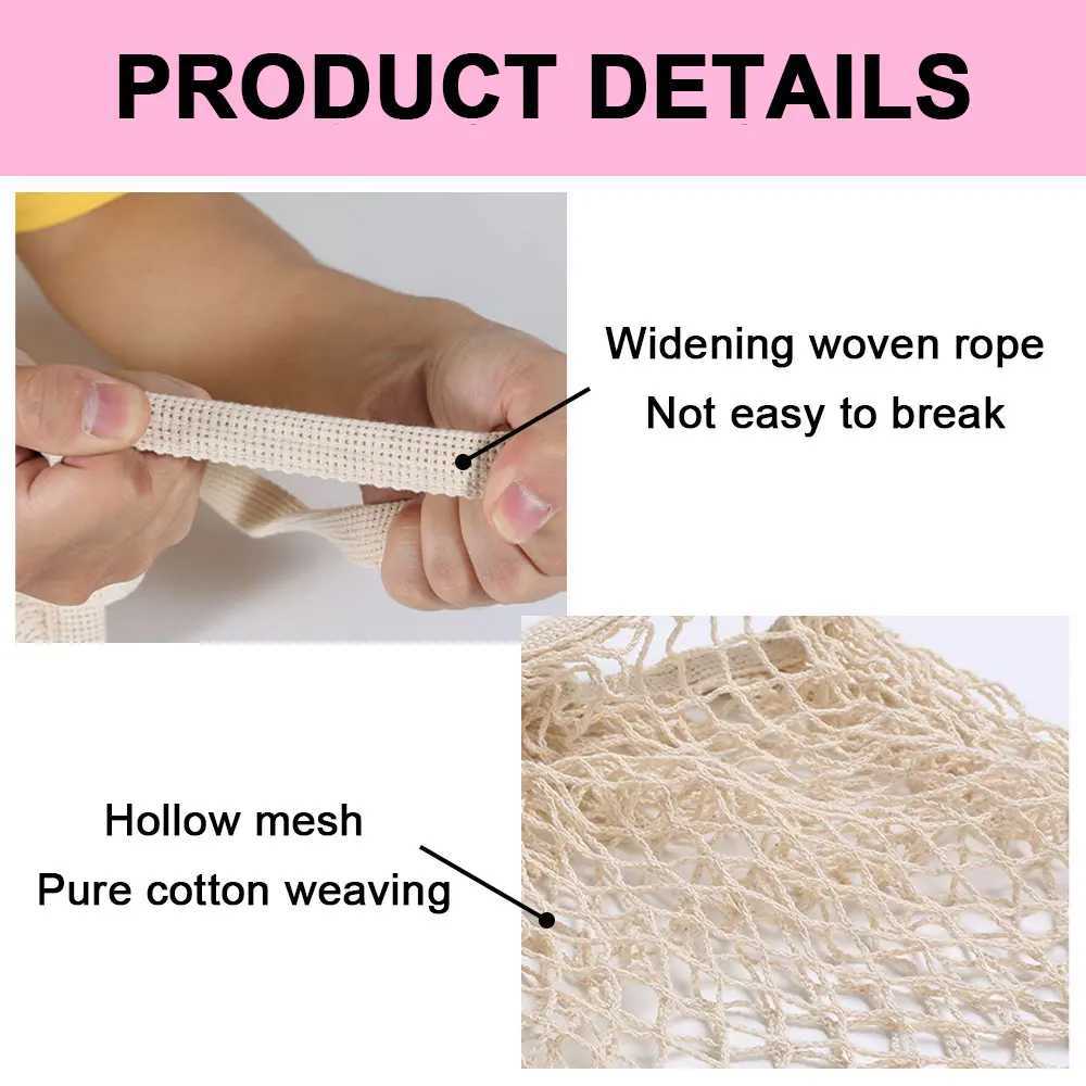 Silicone World 1PC Portable Reusable Grocery Mesh Bag Cotton Shopping Mesh Bags Handheld Shoulder Back Fruit Vegetable Net Bag Z250219