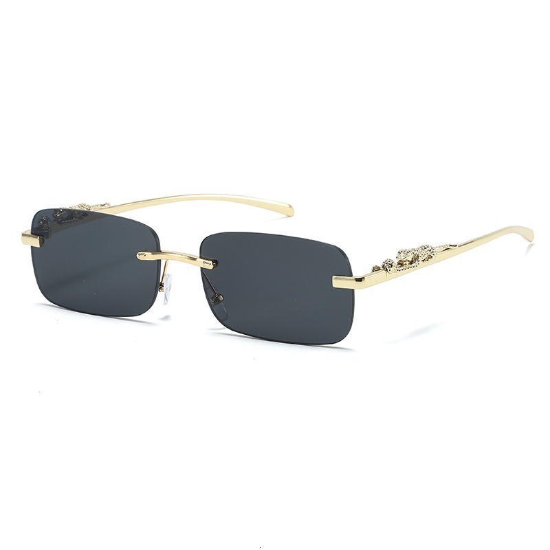 2025 New Cross-border Metal Leopard Head Rimless Sunglasses For Men And Women Fashion Retro Metal Sunglasses