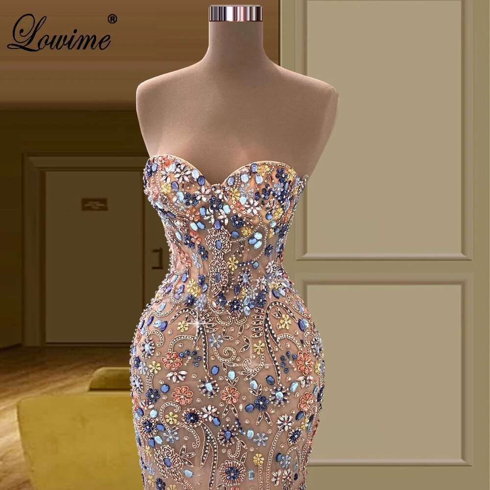 Newest Fully Handcrafted Sewing Ball Gowns Mermaid Crystals Tail Sweetheart Dresses prom