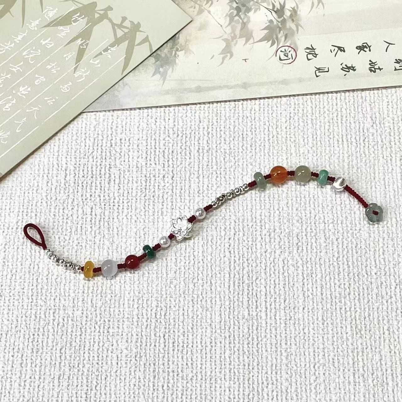 Charm Bracelets Step by step lotus~Crystal bead red rope bracelet new Chinese style versatile bracelet Yiwu small commodity H25220