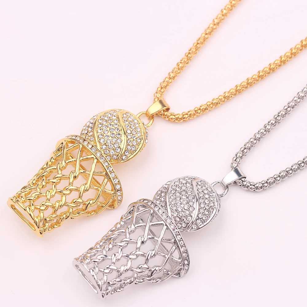 New Tren Bohemian Crystal Inlaid Necklace Basketball Box Frame Pendant For Men Sliding NecklaceXJ250219