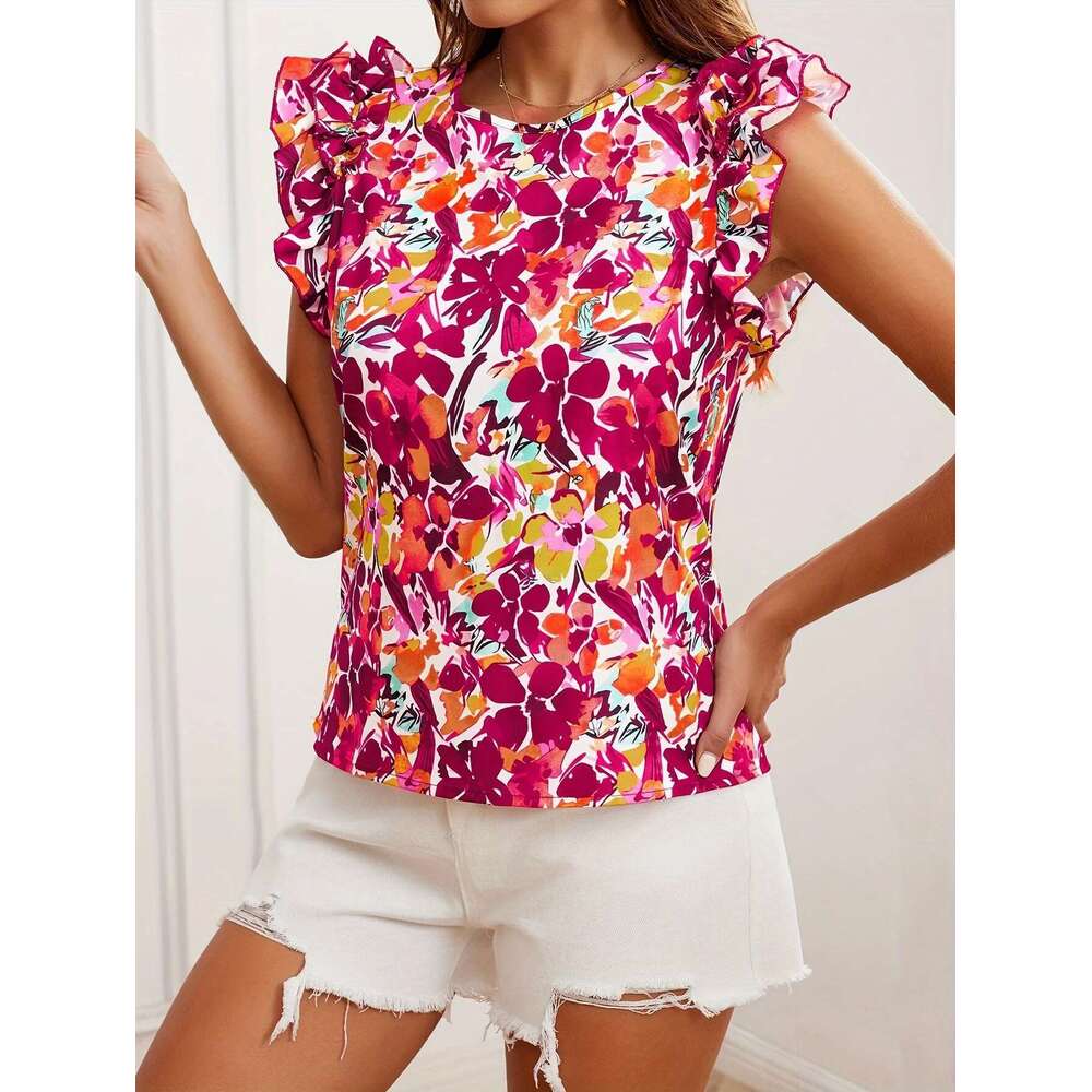 Directional Pattern-Making, New Elegant Short-Sleeved Printed Shirts, Women's