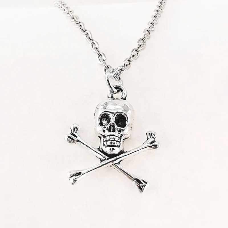 Skull Pendant Necklace for Women Men Vintage Chain Grunge Jewelry Goth Gothic Accories Choker Y2k Aesthetic Fairy StarXJ250219