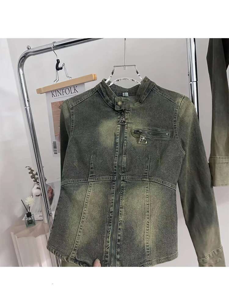2023 Autumn Women Jean Cropped Jacket Haruku Fashion Cowboy Coat American Vintage Outwear Y2k Japanese Grunge Slim Denim Tops