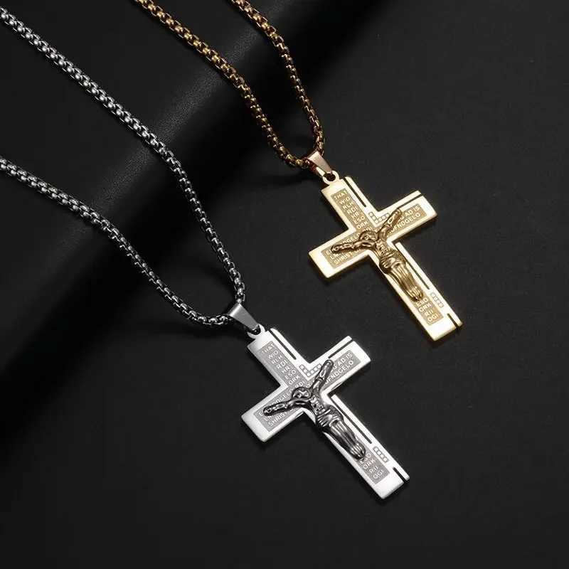 Personality Creative Design Religious Jesus Christ Cross Pendant Amulet Simple Mens and Womens NecklaceXJ250219