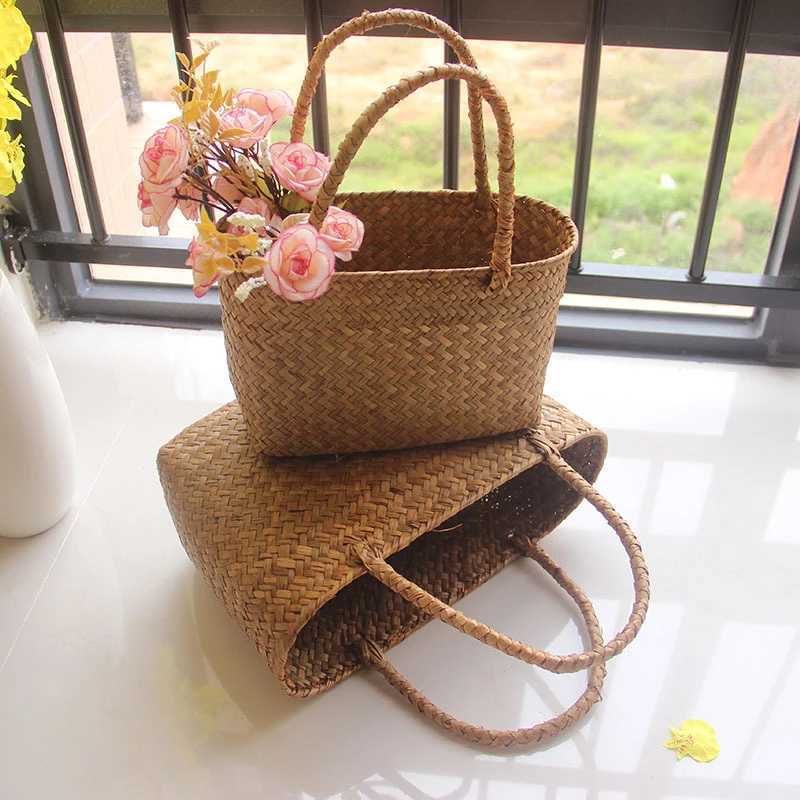 Hot Selling Seaweeds Woven Basket Flower Basket Garden Succulent Bag Flower Basket Crafts Storage Basket Z250219