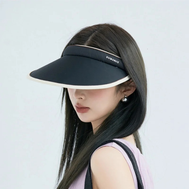 Color Blocking Ice Silk Hairband Hollow Top Hat Korean Fashion Shading Sunscreen Hat Student Sun Hat Outdoor Mountain Climbing 250219
