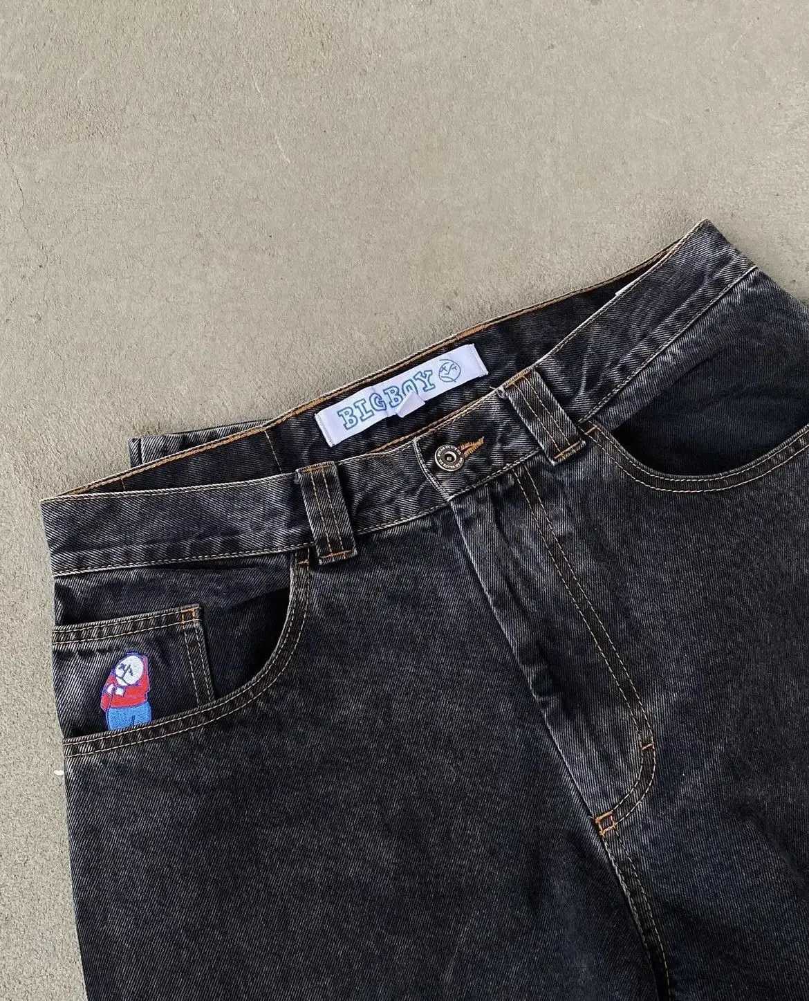 Y2k Pants Baggy Jeans Mens Womens Hip Hop Polar Big Boy Embroidery Jeans Streetwear High Waist Wide Trouser Cargo Pants X250220