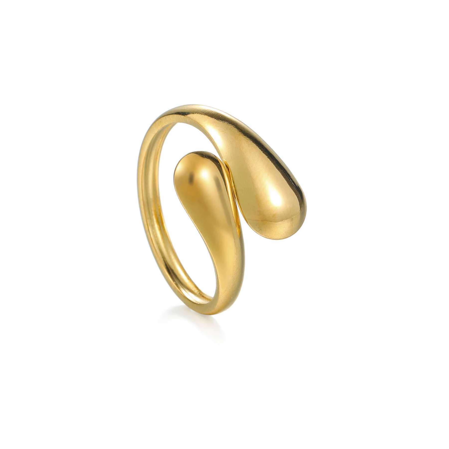 18K gold stainless steel smooth double bead ring used for fashion trends ringgit wedding couples metal open rings jewelry gifts X250220