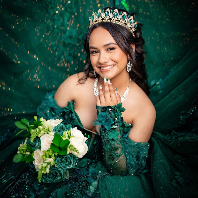Blackish Green Shiny Quinceanera Dresses Ball Gown Off The Shoulder Applique Lace Beads Tull Party Birthday Sweet 16 Dress Vestido 15 De Anos