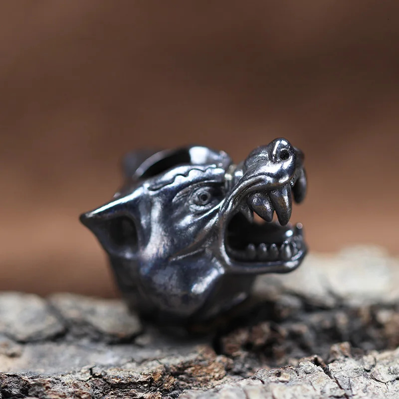 Animal Wolf Warriors Head Sculpture Brass Paracord Bead DIY Handmade Lanyard Pendant Jewelry Accessories EDC Outdoor Tool Charms 250213