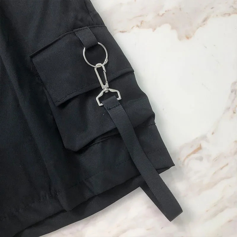 Lucyever Black White Summer Cargo Shorts Women Harajuku Streetwear Unisex Hip Hop Shorts High Waist Baggy Wide Leg Short Pants 250219