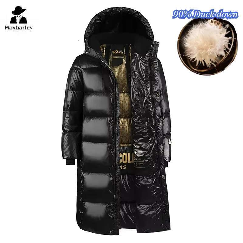 Men's Outerwear Winter Black Gold Jacket Men's Long Brand Glossy Waterproof White Duck Down Warm Parka Short Women Lightweight Hooded Coat