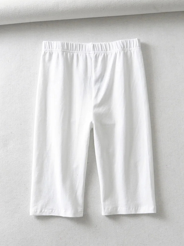 sexy women cotton high waist elastic pure color slim KneeLength biker shorts female 250214