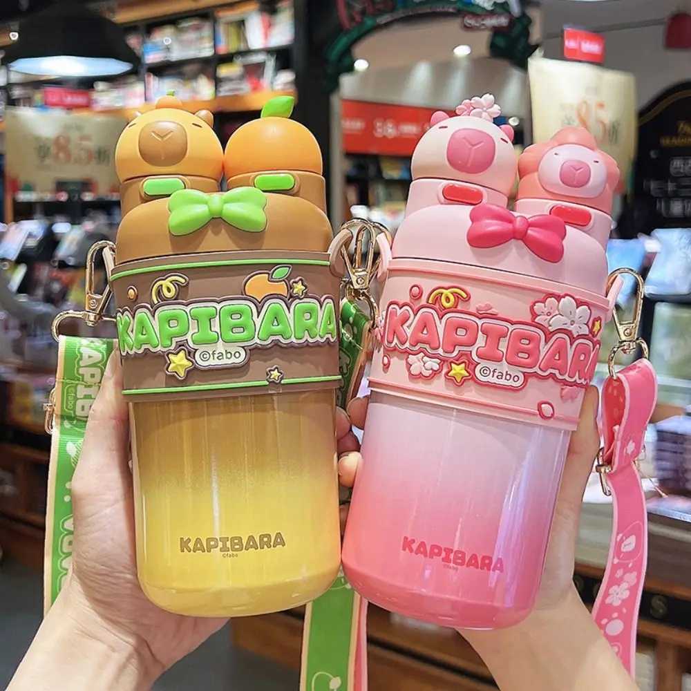 Large Capacity Capybara Bottle Stainless Steel Water Bottle Insulated Cup for Bara Panda Vacuum Flasks Cartoon Thermal MugT250220