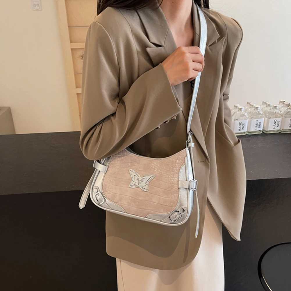 Y2k Women Shoulder Bag Butterfly Crossbody Bag Vintage Fashion Red Handbag Purse PU Leather Messenger Harajuku Ladies Armpit Bag Y250218