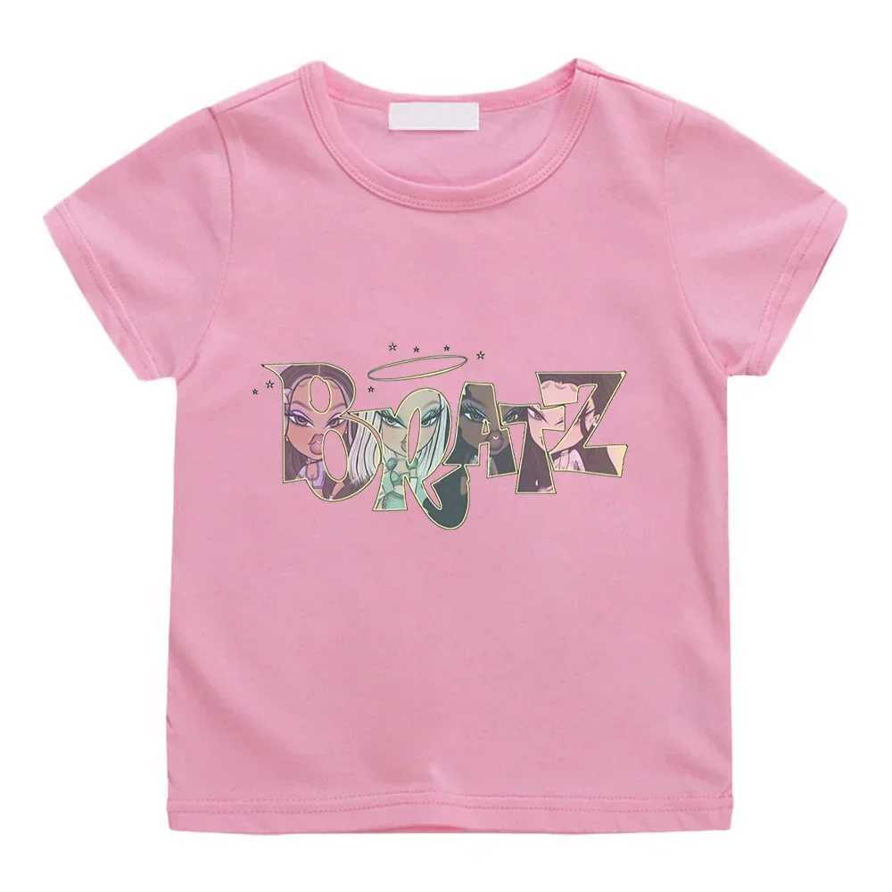 T-shirts Cool Girl Bratz Letter Print T-Shirts for Girls Clothing Harajuku Kawaii Kids Summer Clothes Boys Graphic Tee 100% Cotton Tops H250220