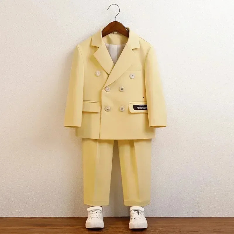 Suit for Boys Fall Casual Children School Uniform Outfits Handsome Kids Host Performance Costume 8 10 Y Boy Birthday Blazers Set 250219