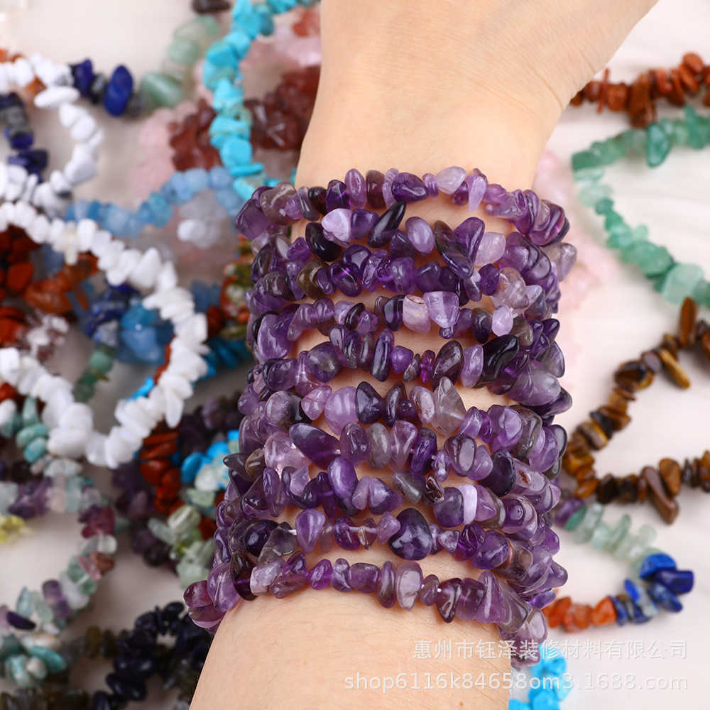 Charm Bracelets Hot selling natural crystal crushed stone womens chain bracelet irregular rainbow crushed stone summer bracelet elastic bracelet H2522