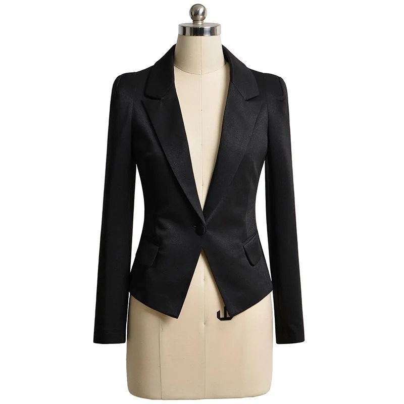 Small Suit Women Spring Autumn Slim Waist Professional Black Jacket Female stature Short Elegant Blazer Top 250213