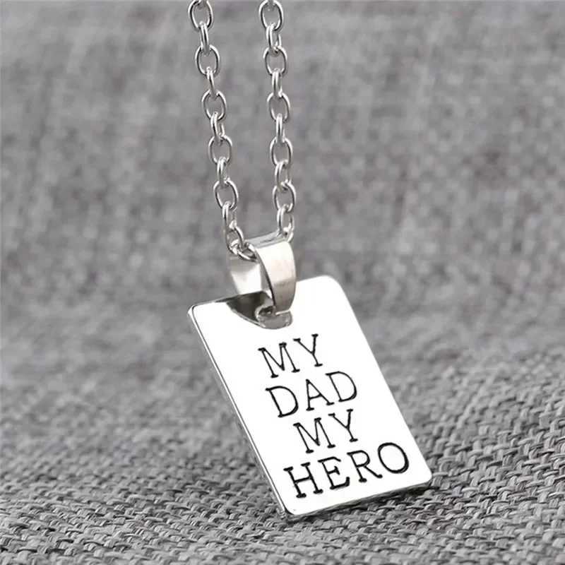 Fashion Jewelry MY DAD MY HERO Necklaces Pendant Square Tag Necklace for Men Women Fathers Day Gift ChokerXJ250219