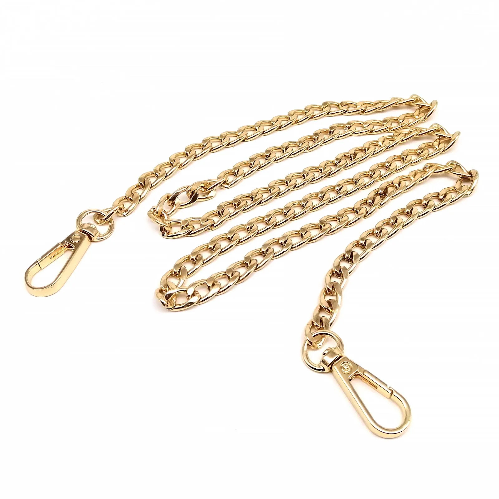 Metal 40 60 80 100 120cm handbag wallet chain leather shoulder bag cross strap replacement fixed 2 buckles snap clip 3 colors 250213