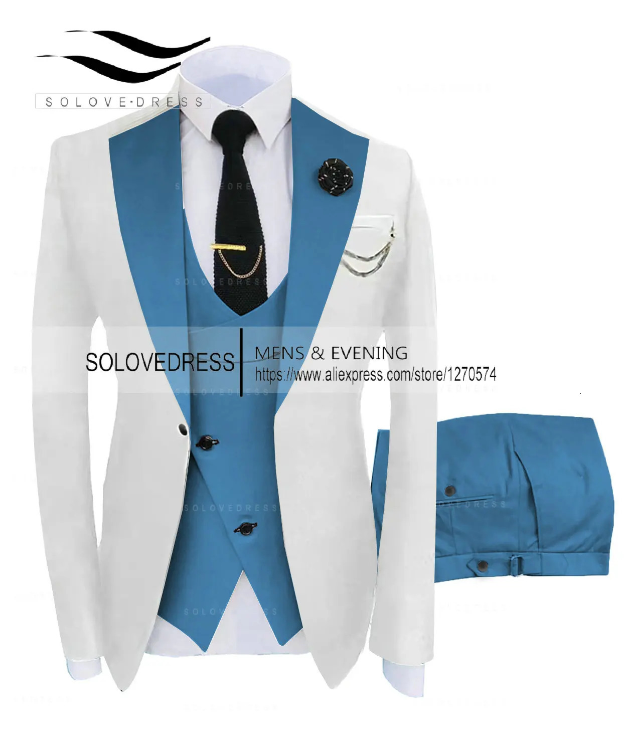 Mens clothing jacketvestpants casual business set high-end social formal set 3-piece set groom wedding mens clothing 250214