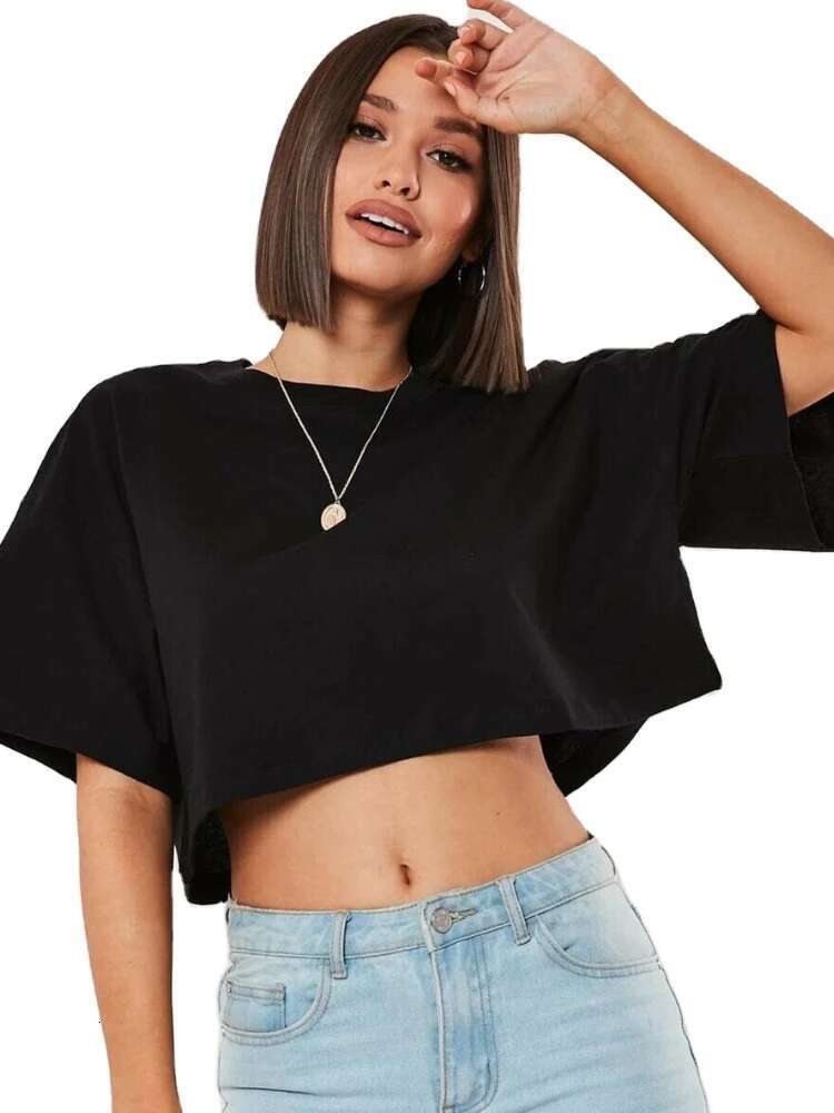 Cotton Women's Casual Short Sleeved T-shirts Dance Running Suit Yoga Carnival Exposed Navel Tops Sports Tshirt Loose Gym Sports Shirt Fashionable