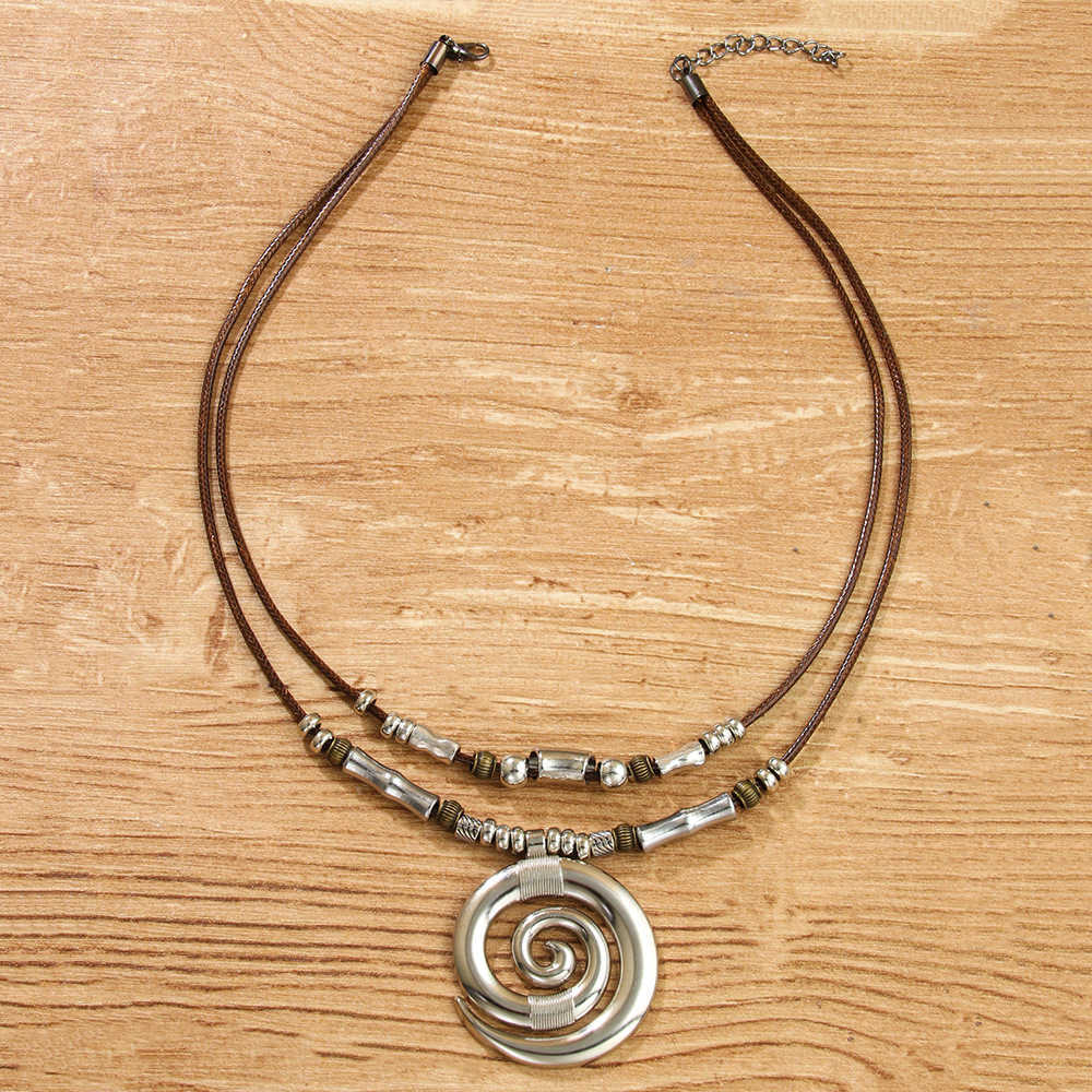 Pendant Necklaces Temu Long Necklace Vortex Totem Bohemian Style Beach Womens Necklace Pendant H25219