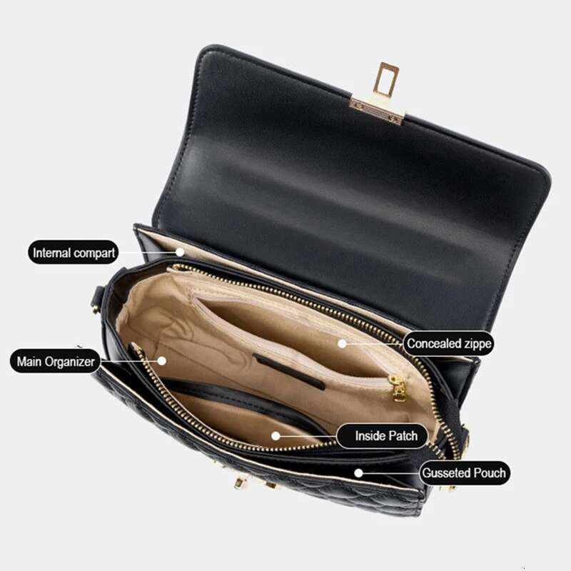 Genuine Leather Women's Shoulder 2024 New Fashion Designer Tote Bags Cowhide Female Handbags Women Chain Bag 2732