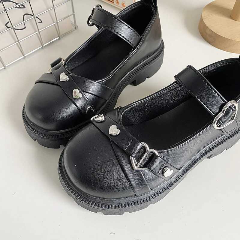 Spring Girls Mary Janes Platform Lolita Shallow Kids Leather Shoes Black Biege Stylish Non-slip Matte Children Flat Shoe 27-36 X250220