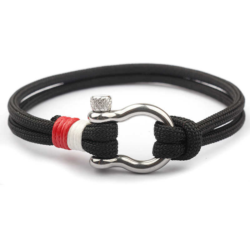 Charm Bracelets New stainless steel buckle bow type hot selling product ship anchor fashion beach umbrella rope bracelet hand decoration rope technolo