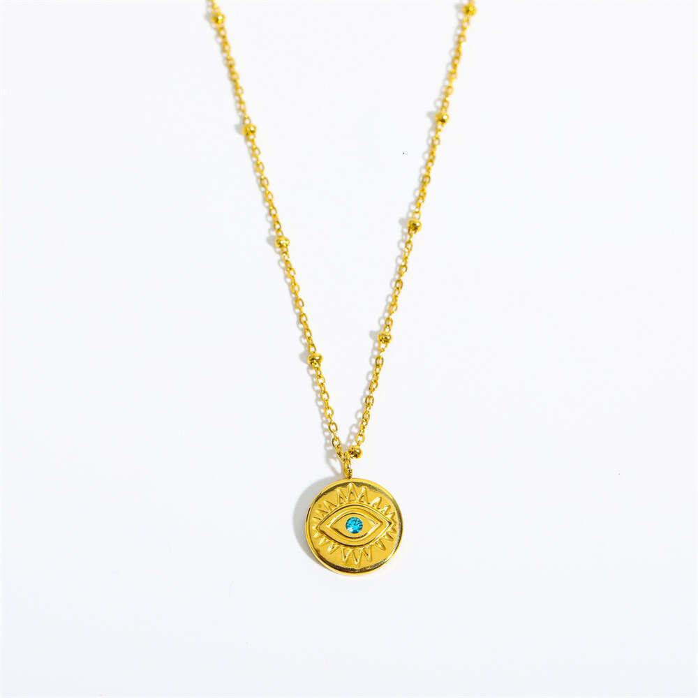 Stainless steel ins wind devil's eye dripping oil love pendant gold-plated necklace sweater chain