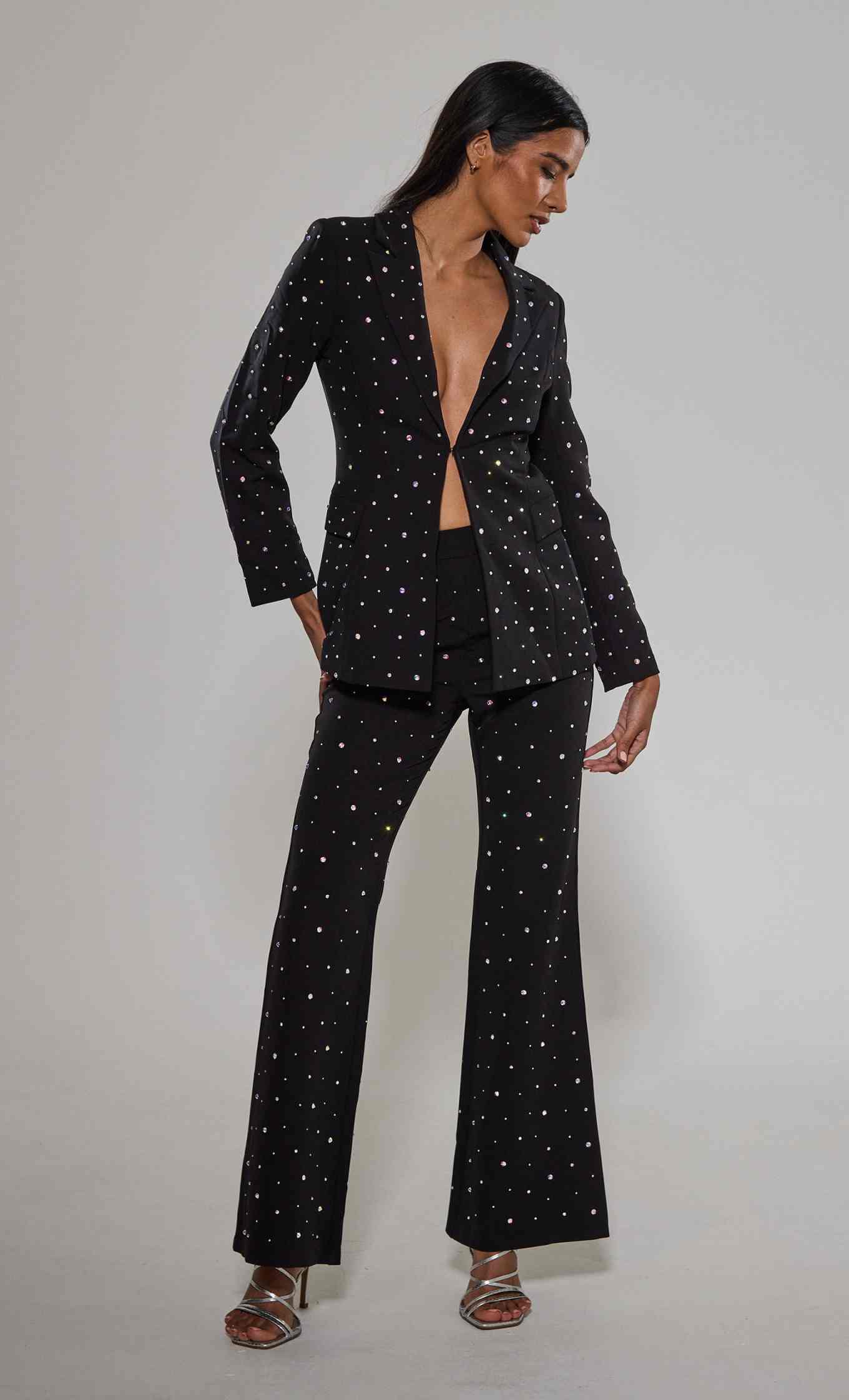 Bling Mother of the Bride Suits Beaded One Button Women Business Blazer Peaked Lapel 2 Piece Set Jacket Pants Fashion Work Wear Customized