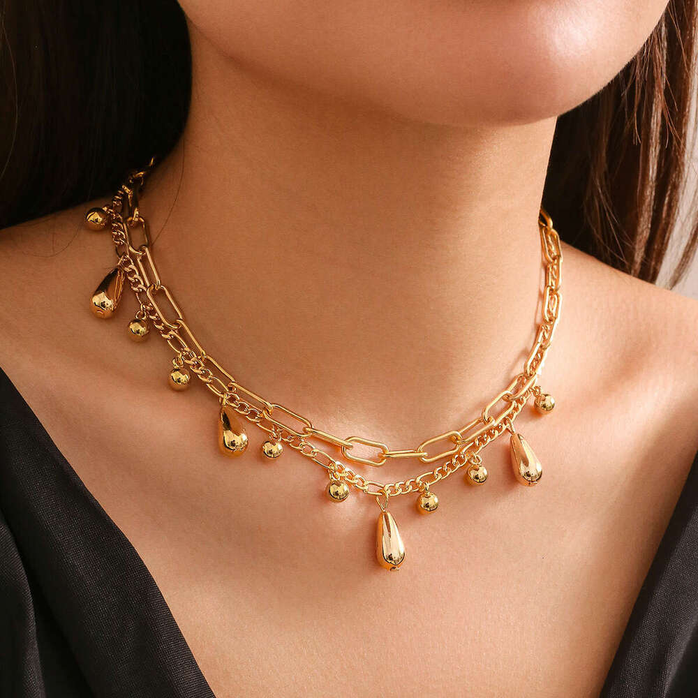 Hip Hop Droplet Shape Smooth Comma Pendant Personalized Simple Metal Chain Necklace Decoration Choker