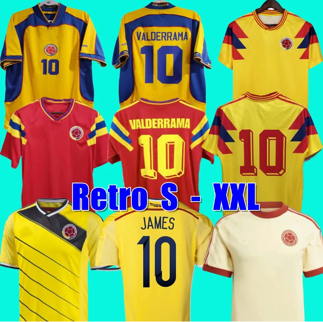 10 Valderrama soccer jerseys Guerrero Colombia 1990 Retro classic commemorate antique Collection vintage home yellow football shirt 01 02 2014 JAMES FALCAO