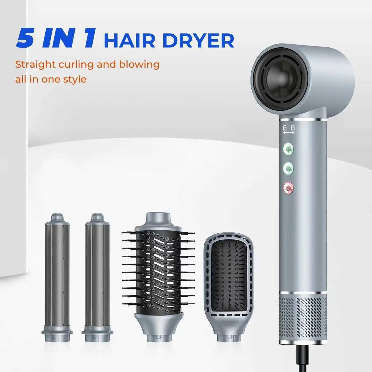 400W Professional 5 in Hair Dryer With Comb High-Speed Hot Air Brush Negative Ions Blow Dryer Brush Air Styling Curling Iron W250220