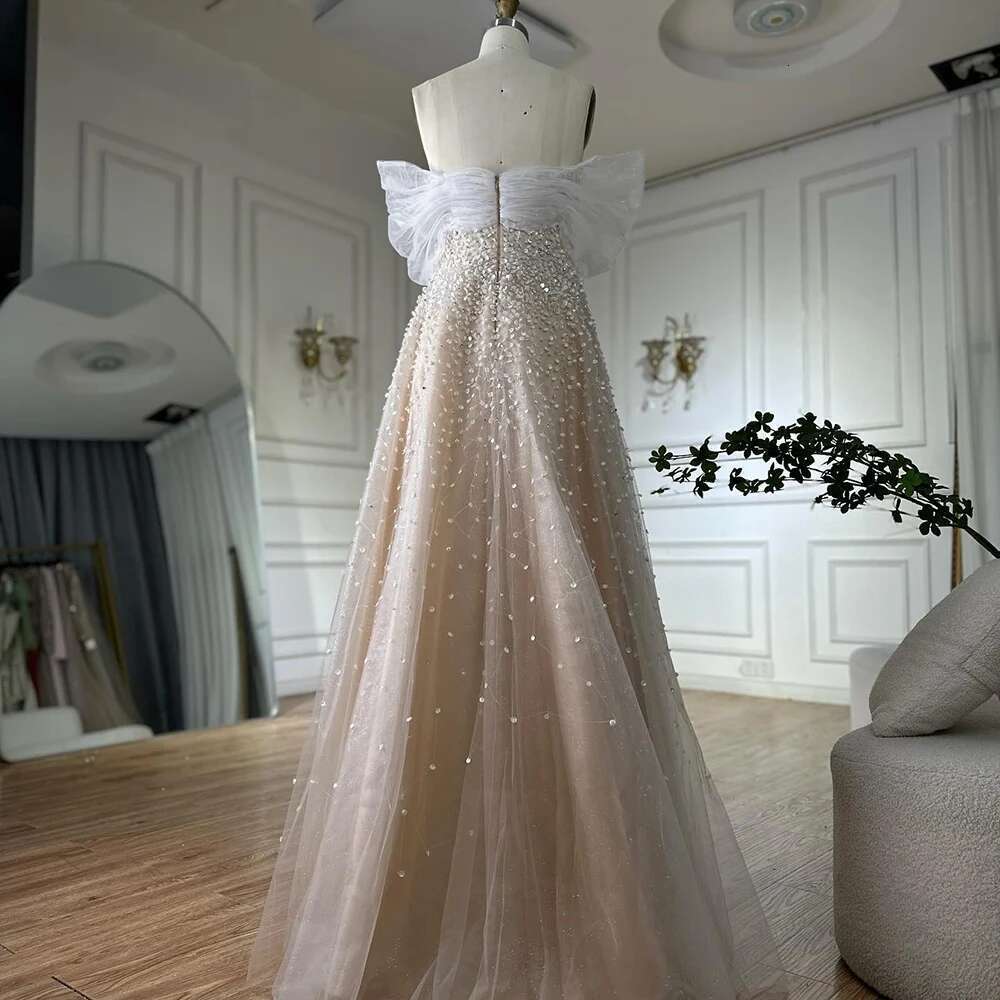 Blue Arabic Off The Shoulder Beaded Elegant A E Long Evening Dresses Prom Gowns For Formal