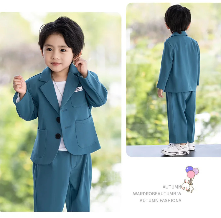 Children Party Host Jacket Pants Pography Suit Flower Boys Formal Speech Ceremony Costume Kids Birthday Wedding Dance Dress 250219