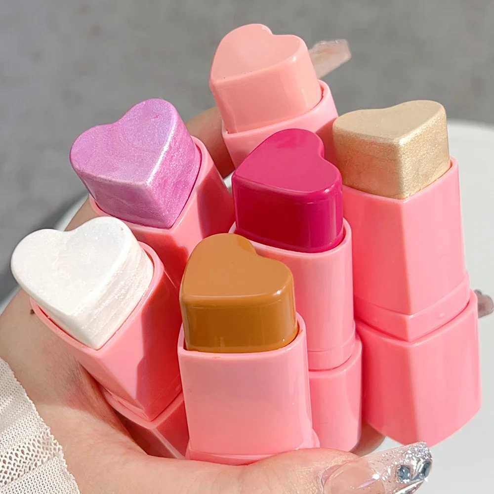 6 colors love shape matte glossy B-bar waterproof sweat resistant long-lasting multifunctional bright facial highlightsW250220
